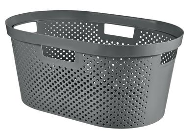 Laundry basket Curver® INFINITY RECYCLED 40L, anthracite, 59x39x27 cm, for linen, linen