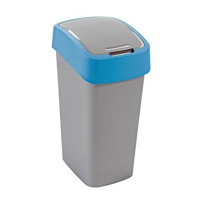 Trash bin Curver® FLIP BIN 10L, gray-silver/blue