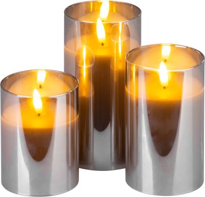 Candle MagicHome Christmas, set of 3 pcs, warm white, in glass, 3xAAA