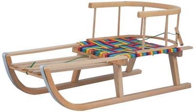 Sledge Sierra, 87x34x38cm, wooden sledge, with backrest and strap