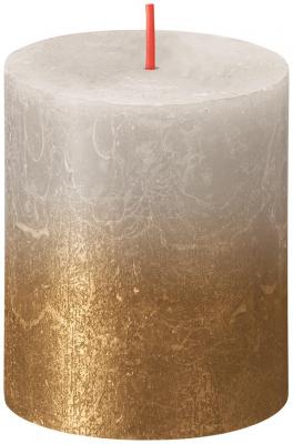 Candle Bolsius Rustic, cylindrical, Christmas, Sunset Sandy Grey+ Gold, 80/68 mm