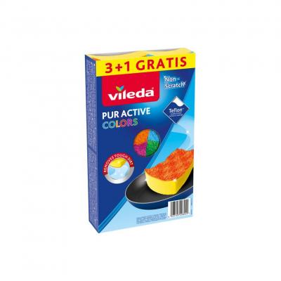 Sponge Vileda Pur, Active Colors, 3+1 pcs