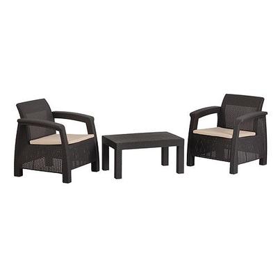 Terrace set CAYMAN, Mocca brown, table, armchair 1+1