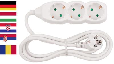 Cable GERMAN socket Strend Pro DG-805B 3 m, 5 sockets, HUN, ROM, SRB, CRO