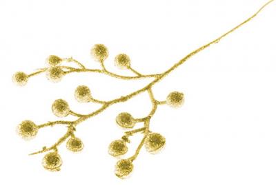 Decorative branch GliBerries. gold, 28cm, 6 pcs