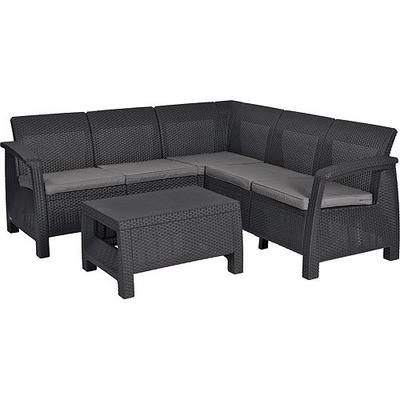 Terrace set Allibert CORFU, graphite/coolgrey, table, corner sofa