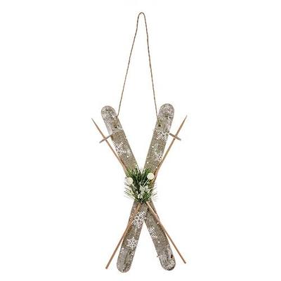 Decoration MagicHome, skis, white, 30 cm, hanging