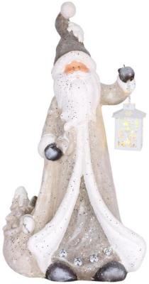 2.TRIEDA Dekorácia MagicHome Vianoce, Santa s lampášom, 1 LED, 2xAAA, keramika, 34x21x65 cm