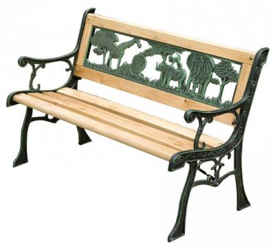 2.TRIEDA Lavička záhradná MINI JUMANJI, kov/drevo, malá, 82 x 39 x 50 cm