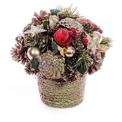 Candle holder MagicHome, natural, red, 20 cm