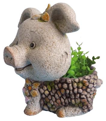 Decoration Gecco 9082, Piglet/flowerpot, magnesium, 34 cm