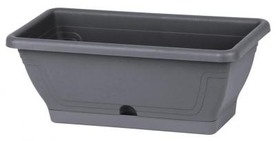Flower Pot Strend Pro ECONOMY, rectangular, 80cm, 16 lit, saucer, anthracite