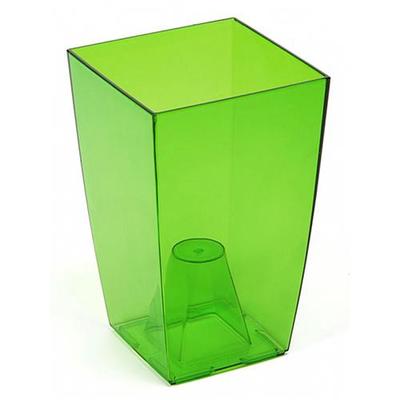 Flower pot FINEZJA, 125x125x200 mm, green transparent