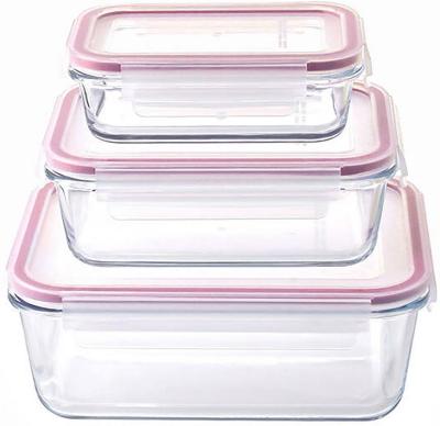 Container MagicHome, set of 3 pcs, glass, glass, square, with lid, 450/1000/1900 ml