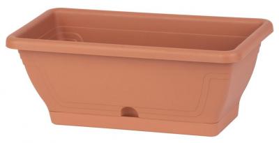 Flower Pot Strend Pro ECONOMY, rectangular, 60cm, 11 lit, saucer, terracotta