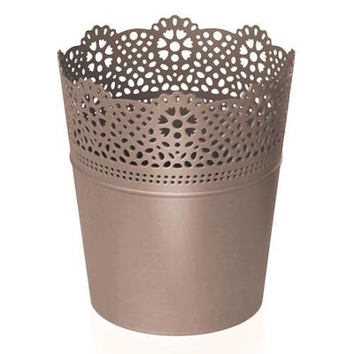 Flower pot LACE 140 mm, mocca