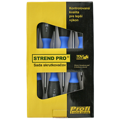 Screwdriver set 6 pcs Strend Pro, TRX
T10x75, T15x100, T20x100 mm
T25x100, T30x100, T40x100 mm