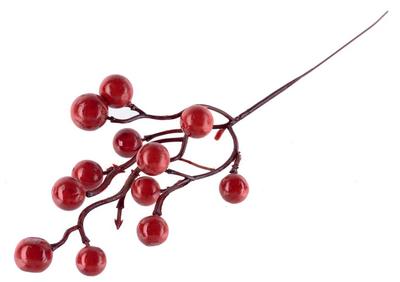 Decorative branch Berries, red, 27cm, 6 pcs