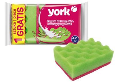 Scouring sponge York 030220, dish sponge, 4+1 pcs, wave, wavy