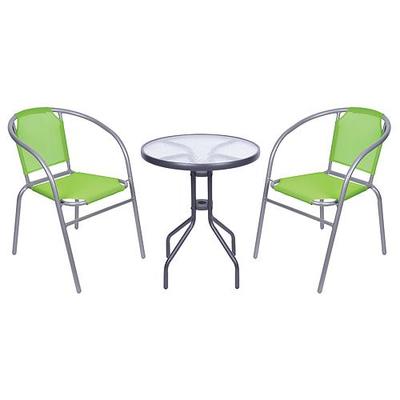 Balcony seating set BRENDA, green, table 72x59 cm, 2x chair 60x71 cm