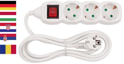 Cable GERMAN socket Strend Pro GER DG-805BK 1,5 m, 5 sockets, HUN, ROM, SRB, CRO + switch