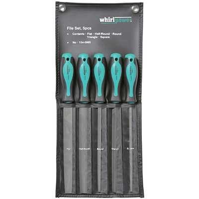 File set 5 pcs Whirlpower 200mm, flat, half-round, round, triangle, square