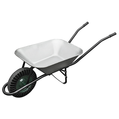 Wheelbarrow metal 60 lit. (solid wheel)
galvanized container / black frame