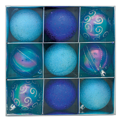Decorations Xmas HU3 7009, 9 pcs, M05 blue