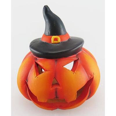 Decoration Xecco 2338, Pumpkin candlestick with hat, terracotta, 11 cm