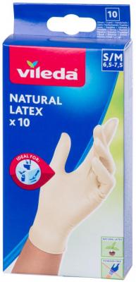 Gloves Vileda Natural Latex, S/M, 10 pcs