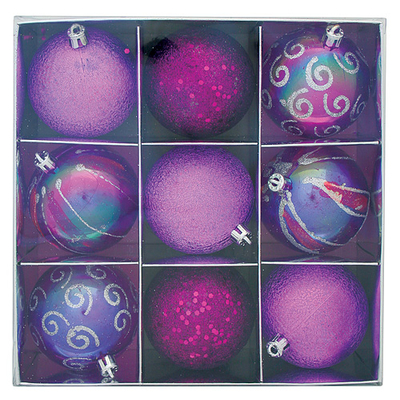 Decorations Xmas HU37009, 9 pcs, M06 purple
