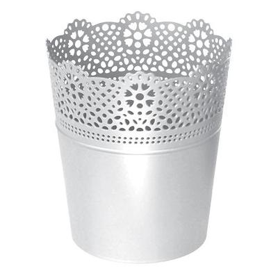 Flower pot LACE 140 mm, white