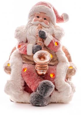 2.TRIEDA Dekorácia MagicHome Vianoce, Santa so saxafónom, LED, 3xAAA, 28x27x36 cm