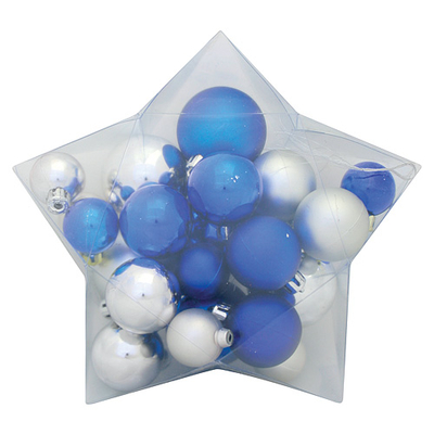 Decorations Xmas N29 5006, 6+4 pcs, silver/blue