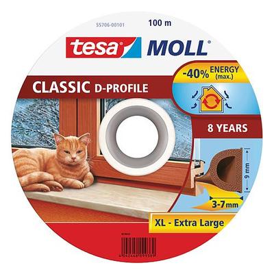 Door seal tesamoll® profile D, 9 mm, brown, 100 m