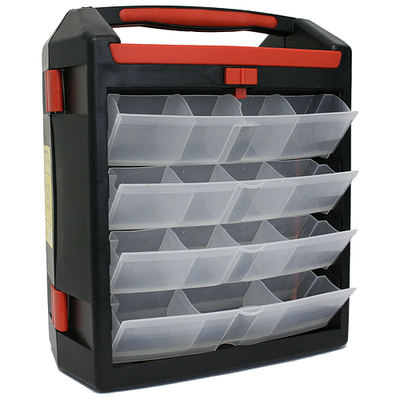 Plastic foldable suitcase tool box with 30 drawers