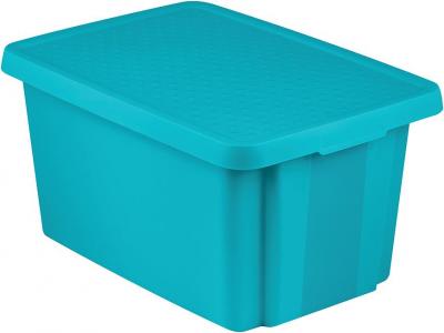 Box Curver® ESSENTIALS 45L, with lid, turquoise, 57x40x30 cm