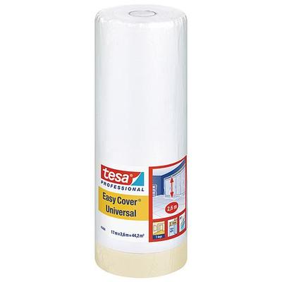 Painters covering foil tesa® Pro Easy Cover® Universal, with tape, 2600 mm, L-17 m, transparent