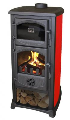 Stove Thalia Cucina, red, 8.3 kW, 120 cm, cast iron/fireclay, with oven