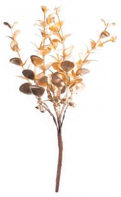 Decorative branch MagicHome Christmas, eucalyptus, gold, 15 cm, pack 6 pcs