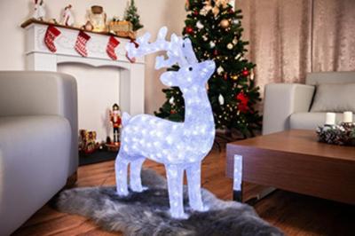 2.TRIEDA Dekorácia MagicHome Vianoce, Jeleň, sob, 160x LED studená biela, akryl, IP44, exteriér, 52x24x74 cm