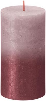 Candle Bolsius Rustic, cylindrical, Christmas, Sunset Ash Rose+ Red, 130/68 mm