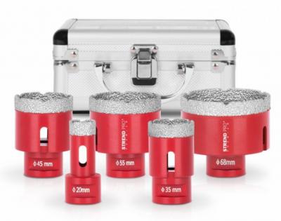 2.TRIEDA Sada vyrezávačov Strend Pro Premium DCB11S5, 20-35-45-55-68 mm, M14, diamant, korunky, professional