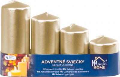 Candle MagicHome, Christmas, Advent, gold, 48 mm 60/80/100/120 mm, pack. 4 pcs