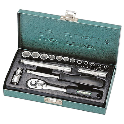 Tool and socket wrench set 17 pcs Honiton,  1/4, (4-13mm)