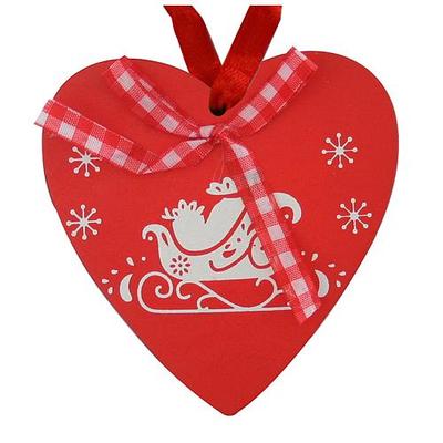 Christmas decorations MagicHome, Red Heart, 10 cm, pkg. 5 pcs