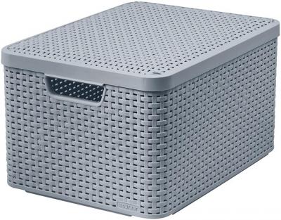 Basket Curver® STYLE L, grey, 33x44,5x24,8 cm, with lid