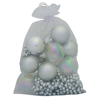 Decorations Xmas BN2 5012, 12 pcs + girlanda, AB02 silver