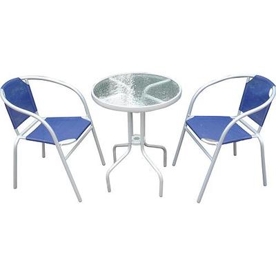 Balcony seating set BRENDA, blue, table 72x59 cm, 2x chair 60x71 cm