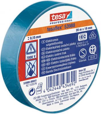 Páska tesa® PRO tesaflex®, elektroizolačná, lepiaca, sPVC, 15 mm, modrá, L-10 m